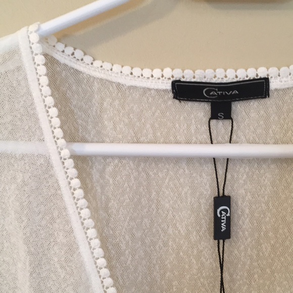 Sheer, white, long sleeve cover up - Picture 4 of 8